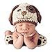 Zeroest Baby Photography Props Photo Shoot Outfits Crochet Costume Infant Boy Girl Knitted Puppy Hats Shoes (Beige)