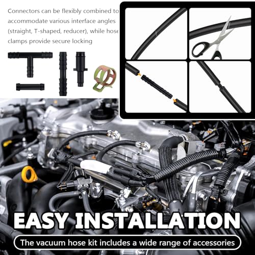 94PCS 5Ft Vacuum Hose Automotive Set,6 Sizes 3/8",5/16",1/4",3/16",5/32",1/8" Silicone Vacuum Lines Kit photo 11