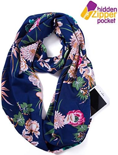 Elzama Zipper Pocket Scarf - Woven Printed Fabric