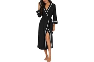VINTATRE Robes for Women Soft Knit Bathrobe Long Lightweight Robe Casual Ladies Loungewear with Pocket