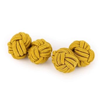 Insignitum Seidenknoten Manschettenknöpfe | Knoten | gold farbend metallic | Stoff Seidenknötchen | Handgefertigt | Für jedes