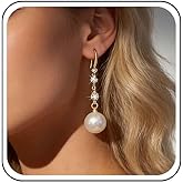 Yheakne Vintage Crystal Pearl Dangle Earrings Gold Pearl Drop Earrings Cz Pearls Wedding Earrings Rhinestone Pearls Dangle Hook Earrings Jewelry for Women