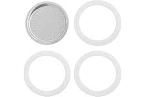 Drhomeam 2/3/6/9/12 Cup Replacement Gasket and Filter for Stovetop Espresso Coffee Makers, Rubber Seal for Stove Top Coffee Maker Moka Pot