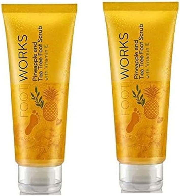 Avon Foot Works Pineapple Tea Tree Foot Scrub 2x75ml Vitamin E Pack
