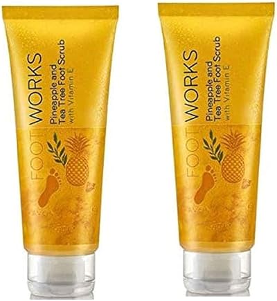 Avon Foot Works Pineapple Tea Tree Foot Scrub 2x75ml Vitamin E Pack