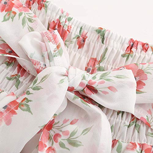 image for Sinfu Women Shorts Ladies High Waist Bow Chiffon Floral Print Irregula