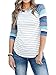 MEROKEETY Women's Striped Contrast Color Tops 3/4 Sleeve Baseball Tee Printed Raglan Shirt Tunic