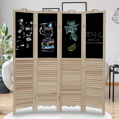 KINBOR Room Divider Folding Privacy Screen, 4 Panels 5.5 Ft Tall Extra