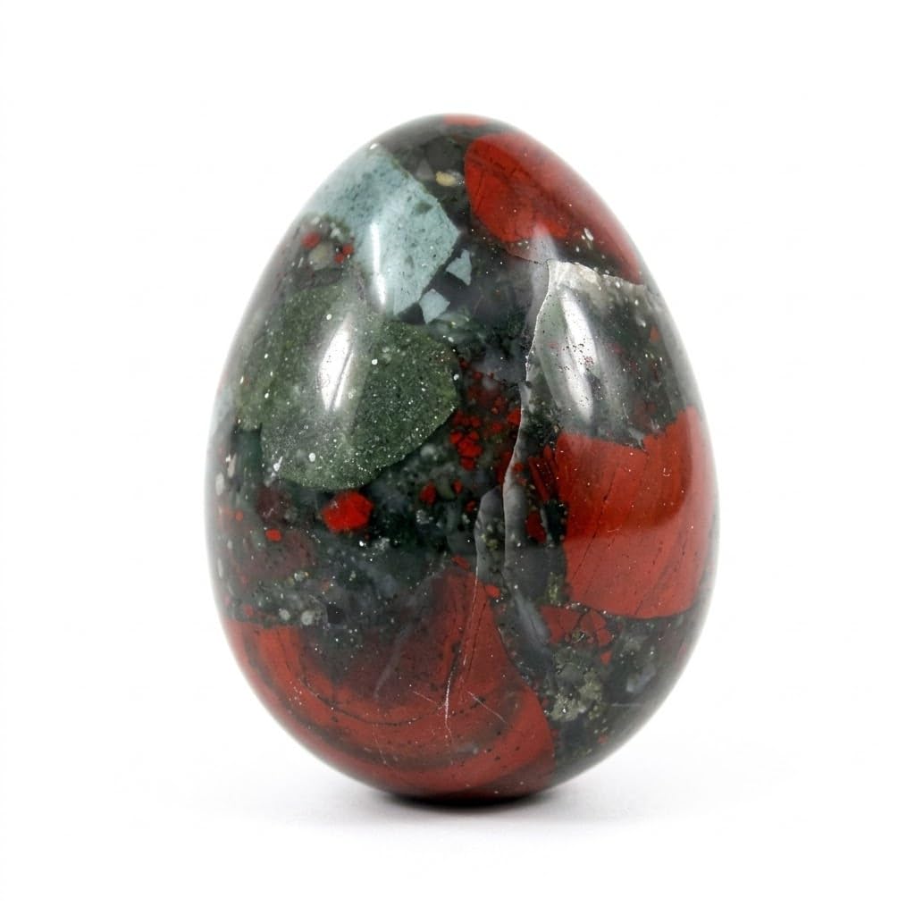 Jet International Natural Bloodstone Gemstone Egg 45-50 mm A+ Hand Carved Crystal Altar Healing Devotional Focus Spiritual Chakra Cleansing Metaphysical Crystal Therapy Image is JUST A Reference