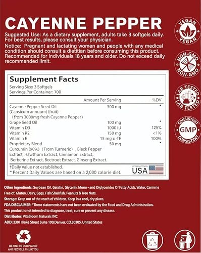 Cayenne Pepper - Cayenne Pepper Capsules | Resealable Package | 300 Softgels / 1 Bag B