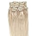 Grammy Blonde Clips in Hair Extensions 20 Inch 7pcs Remy Human Hair 70g with Clips (20inch, #60 Platinum Blonde)
