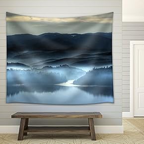 Misty Morning in The End of November - Fabric Wall Tapestry Home Decor - 51x60 inches
