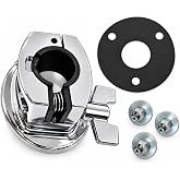 AIAS 7/8 Inch Tom Mount Bracket for Drum Shell, Chrome, 3-Hole Mount with Protective Rubber Gasket and Mounting Screws