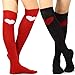 TeeHee Valentine's Day Women's Cotton Knee High Socks 2-Pair (Big Heart)