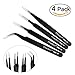 TINKSKY 4pcs Tweezers Anti-Static Stainless Steel Tweezers Maintenance Tools Kit(Black)