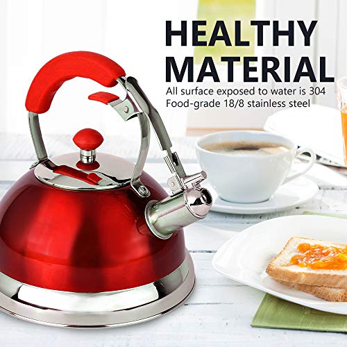 image for Premium Quality 18/8 Food Grade Heavy Gauge Red Stainless Steel Whistl