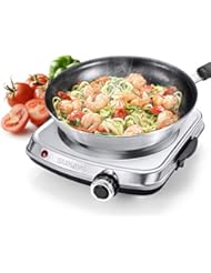 SUNAVO Hot Plates for Cooking Electric Single Burner with Handles 1500W, Stainless Steel