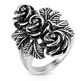 STR-0157 Stainless Steel Bundle of Vintage Roses Cast Ring