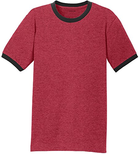 Joe's USA(tm) - Soft 5.4-Oz 100% Cotton Ringer T-Shirts-Red/Black-XL