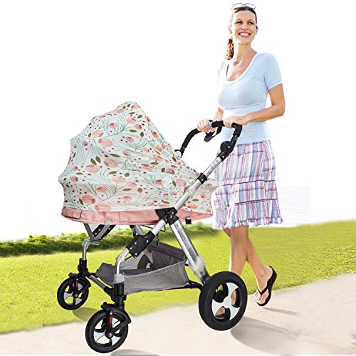 Nursing Cover Multi Use 8 in 1 Baby Breastfeeding Infant Feeding Cover Baby Car Seat Covers Infant Stroller Cover Carseat Canopy Breathable with Free Matching Pouch