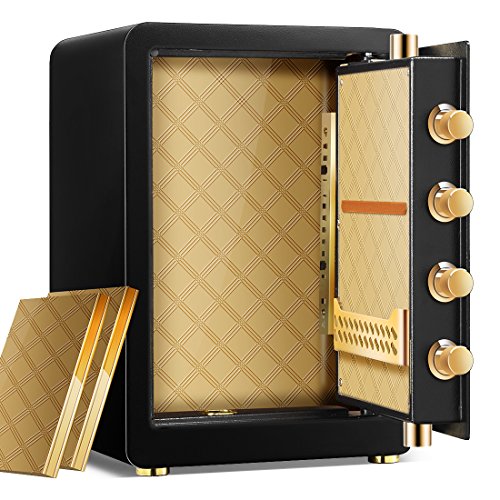 Ainfox Electronic Digital Security Safe Box, 2 Cubic Feet Cabinets Wall Safe Lock Box Cash Strongbox with Number Keys Emergency Lock (no Fingerprint-EW) - Thumbnail 3