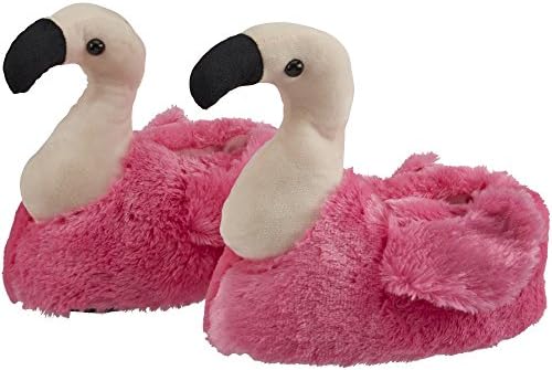 Novelty Animal Slippers Plush Flamingo Soft Touch with Cushioned Inner & Textured Non-Slip Sole