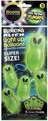 Light Up Blinking Aliens Balloons 5 x 1 per pack by illoom