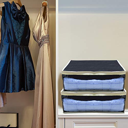 YOOFAN Clothes Blanket Storage Bag, Household Home Organizers Tidy up Closets, Blankets, Shelves, Heavy Fabric Create Extra Storage Space with Clear Window, Anti-Mold (2Pcs)