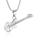 memorial jewelry Musical Instrument Cremation Necklace for Women&Men Guitar Urn Necklace for Ashes