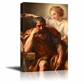 The Dream of St. Joseph by Anton Raphael Mengs - Canvas Print Wall Art Famous Oil Painting Reproduction - 12" x 18"