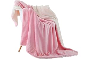 NANPIPER Fleece Blanket Reversible Sherpa Flannel Throw Blanket Super Soft Fuzzy Plush Microfiber for Bed/Couch (60"x80",Pink)