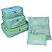 Yuhan Pretty 6pcs Packing Cubes Set Travel Luggage Organizer - 3 Travel Cubes + 3 Pouches (6 Sets, Green Spot)