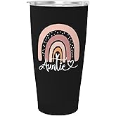 Wisedeal Auntie 20oz Stainless Steel Vacuum Insulated Tumbler with Lid - Leakproof Coffee Mug, Mothers Day Christmas Birthday Gifts for Women Grandma Mom Aunt (Black)