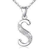 AEONSLOVE 925 Sterling Silver Initial Necklaces for Women, 26 Letters Pendants Necklace Gift for Mother, Daughter, Wife, 18 Inch Chain
