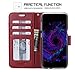 FYY Designed for Samsung Galaxy S8 Plus Case, Luxury Genuine Leather Wallet Phone Case with Card Holder Flip Protective Cover [Kickstand Feature][Wrist Strap] for Samsung Galaxy S8 Plus Wine Red