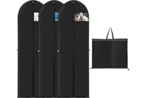 Asiulalt 3 Pack Dress Garment Bags, 70 Inch Protector Folding Clothes Cover for Travel and Clothes Storage, Breathable Weddin