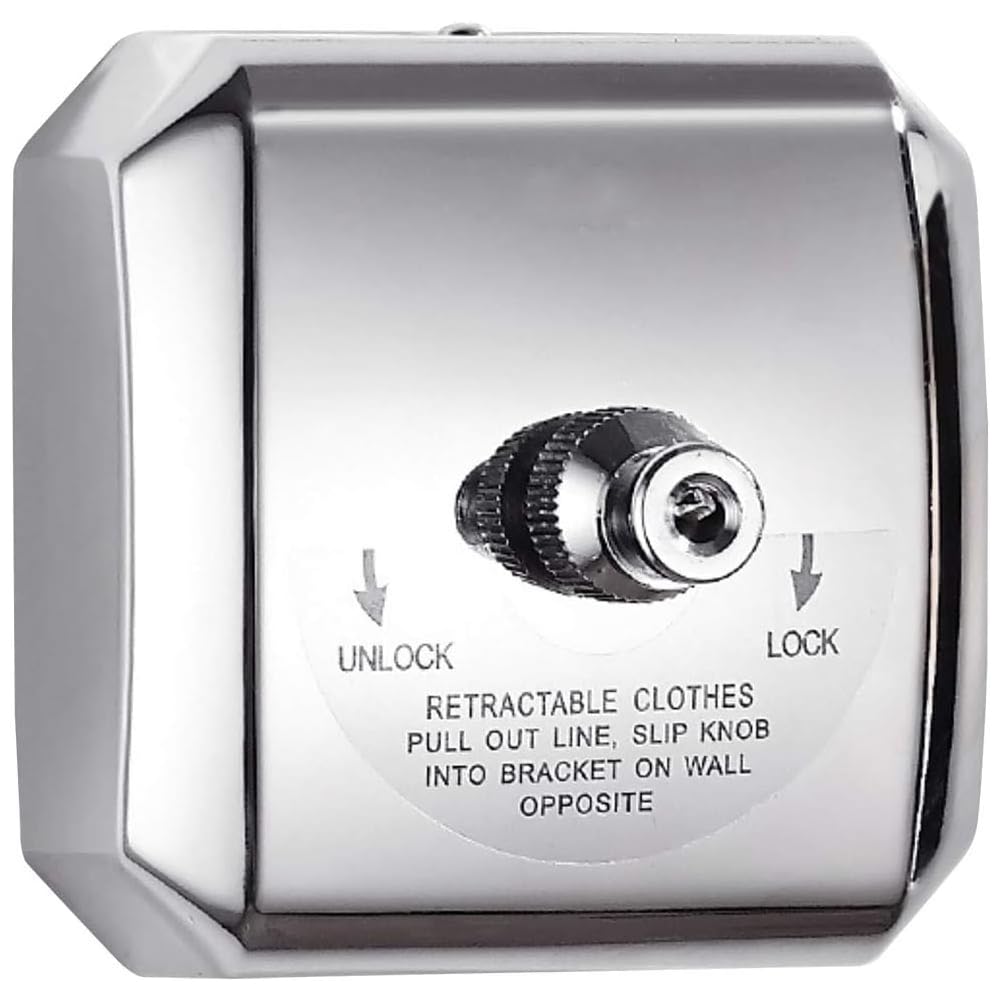 Photo 1 of Japard Retractable Clothesline Indoor Heavy Duty 304 Stainless Steel Wire12ft, Support 44lbs, Adjustable Retracting Laundry Line for Bathroom Outdoor Wall Mounted Square Design Silver