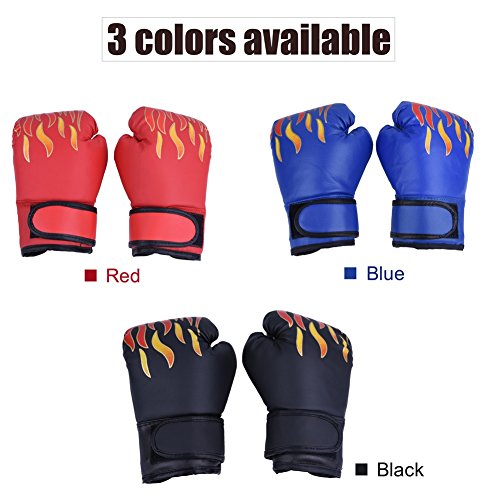 Kids Boxing Gloves, PU Muay Thai Sparring Training Glove Kickboxing Gloves for Age 7-13 Years ( Color : Black )