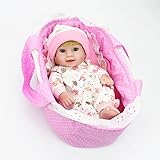 Kaydora 10 inch Full Silicone Reborn Baby Lifelike Blonde Hair Girl Dolls with Cradle