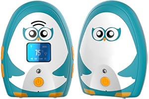 TIMEFLYS Audio Baby Monitor OL Portable, Talk Back Intercom, Long Range up to 1000 ft, Temperature Monitoring and Warning, Lullabies, Vibration, LCD Display, 2 Cables 2 Sets of Rechargeable Battery