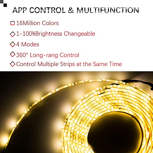 weird tails LED Strip Lights 16.4ft - (New Version) Music Sync Color Changing Lights with +50% Brightness 5050 RGB LEDs and Strong Adhesive Tape, APP Control, Dimmable, for Party, Home Decoration