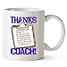 Play Strong Sports Mug Thanks Coach Clipboard Mug (11 oz) Awesome Mug Gift for Baseball, Soccer, Softball, Basketball, Volleyball, Tennis Coach Appreciation Gift - They'll Love 'Em!