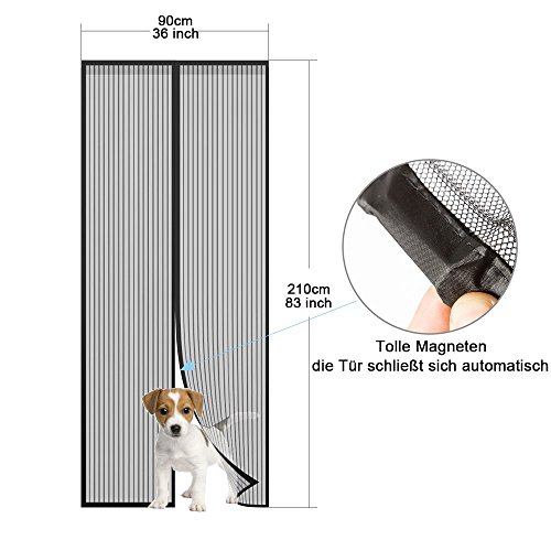 Binwo Magnetic Screen Door, Screen Door with Complete Full Frame Loop Fastener, Super Fine Fly Mesh Door Mesh No More Mosquitoes or Insects, Pets and Toddlers friendly & Instant Bug Mesh (36"x83")