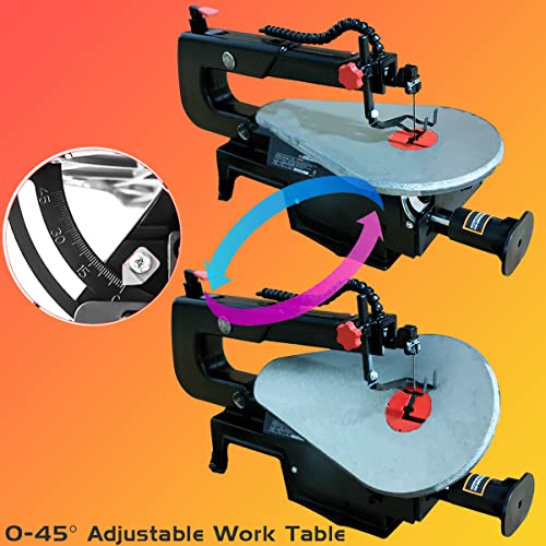 16 Inch Variable Speed Scroll Saw Pin + Pinless Blade With Pedal Switch For Woodworking Table