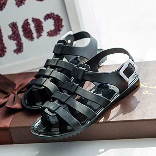 Sunfei Women Summer Beach Holiday Crystal Shoes Plastic Shoes Jelly Sandals (39, Black) - Thumbnail 2