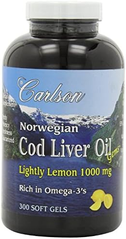 Carlson Lightly Lemon Cod Liver Oil 1000mg, 300 Softgels (Pack of 3) , Carlson-wh