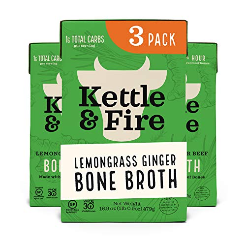 Kettle and Fire Lemongrass Ginger Beef Bone Broth, Keto, Paleo, and Whole 30 Approved, Gluten