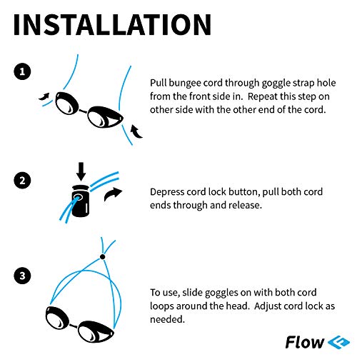 Flow Bungee Goggle Strap Kit (2Pack) Universal Adjustable Replacement Straps for Swim Goggles