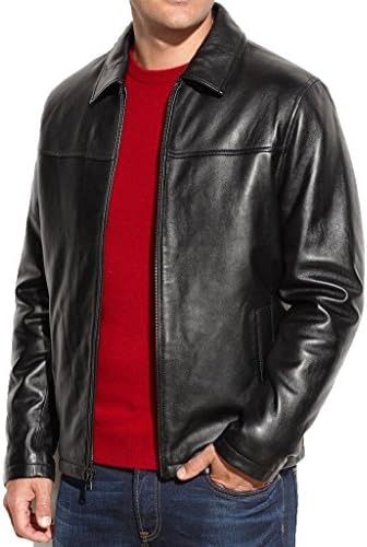 New York Leather Men's New Range Bomber Biker Jacket XL Black