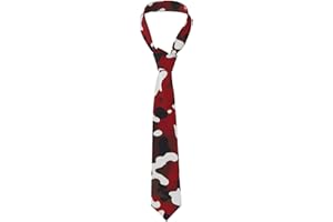 Red Camo Prints Men's Necktie - Silk Tie for Men, Fashion for Business, Weddings, Parties, and as a Gift (57X3.1 Inch)